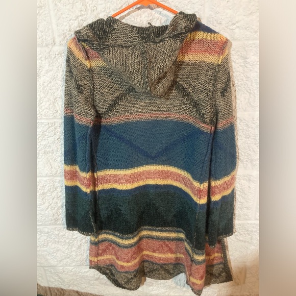 Gimmick Wool Blend Open Front Cardigan Duster Sweater Multicolor Rainbow Knit - Picture 3 of 4